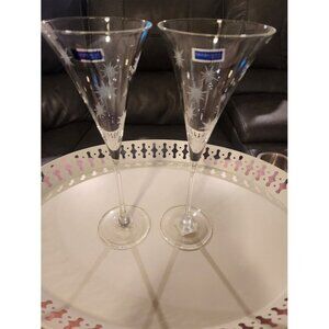 Pair Marquis by Waterford Crystal Celebration Toasting Wedding 11" Flutes New